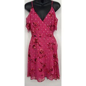 WHBM White House Black Market Dress Size 0 Cold Shoulder Boulson Pink Floral New